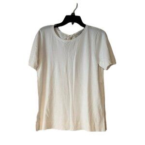 Loft White Short Sleeve Sweater - Tie on Back at Neck - Medium